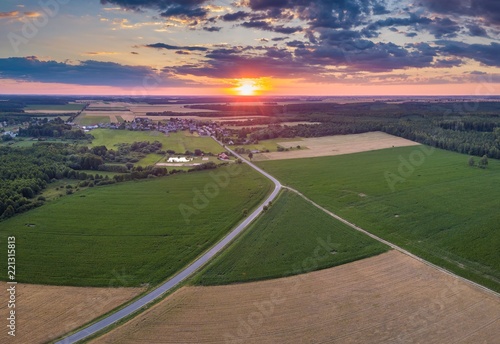 Beautiful summer fields landscape from drone
