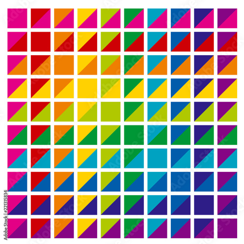 Abstract rainbow color palette combination in triangle shapes. vector illustration.