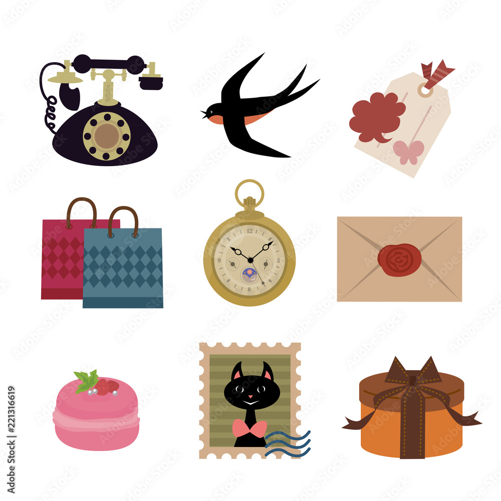 アンティーク アイコン イラスト セット Stock Vector Adobe Stock