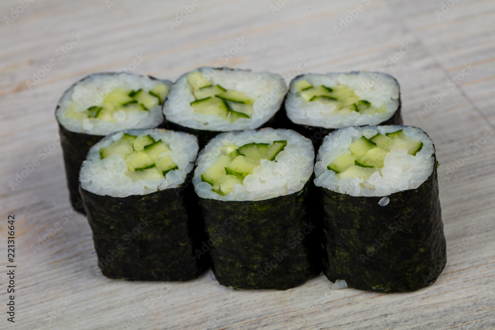 Japanese roll with cucumber Japanese roll with cucumber
