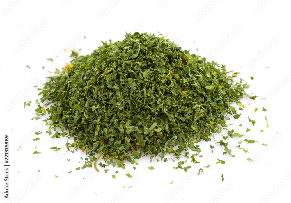 dried parsley isolated on white background dried parsley isolated on white background