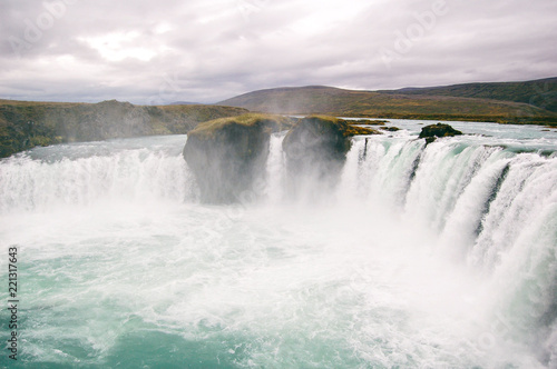 Powerful Godafoss waterfall in Iceland