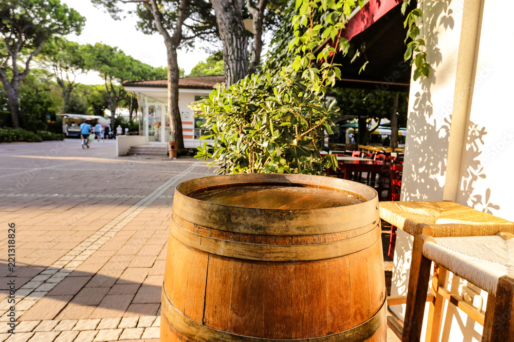 wine barrel with room for your advertising product  