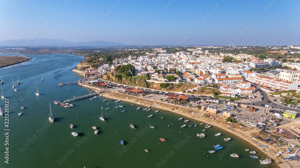 Aerial view of the village of Alvor, in the summer, in southern Portugal.