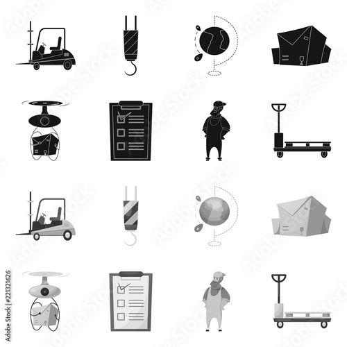 Vector illustration of goods and cargo logo. Set of goods and warehouse stock vector illustration.