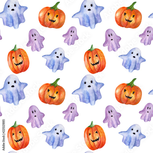 seamless watercolor pattern for halloween