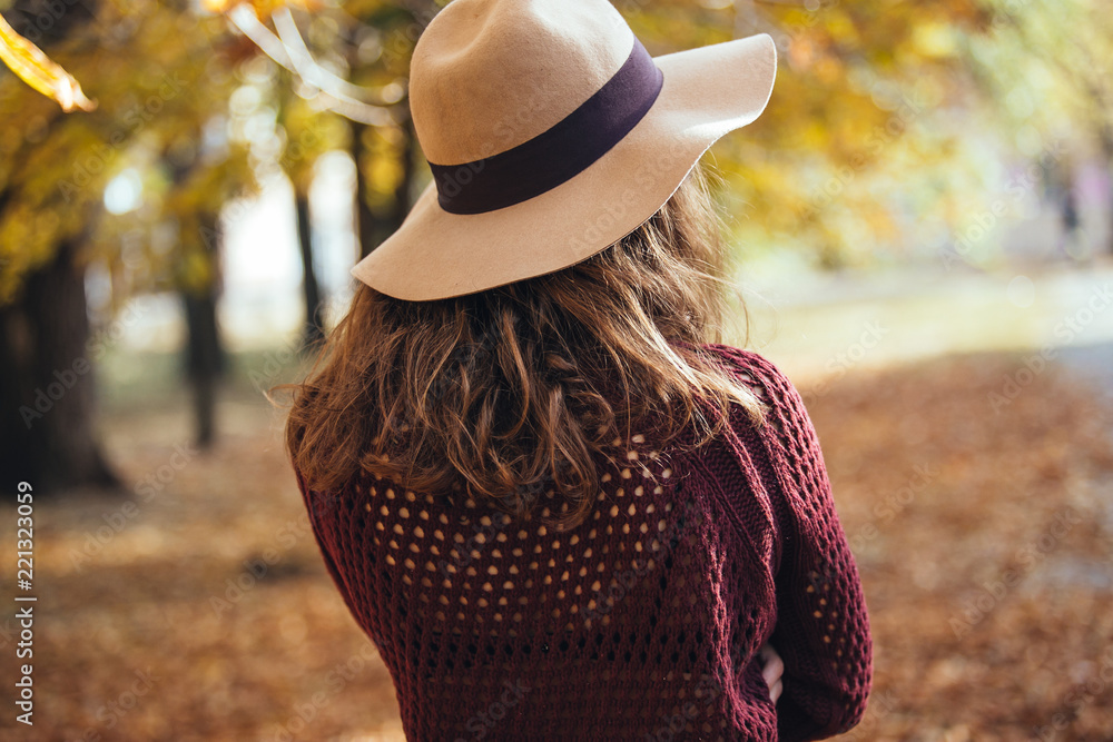 brunette girl in autumn fall park 