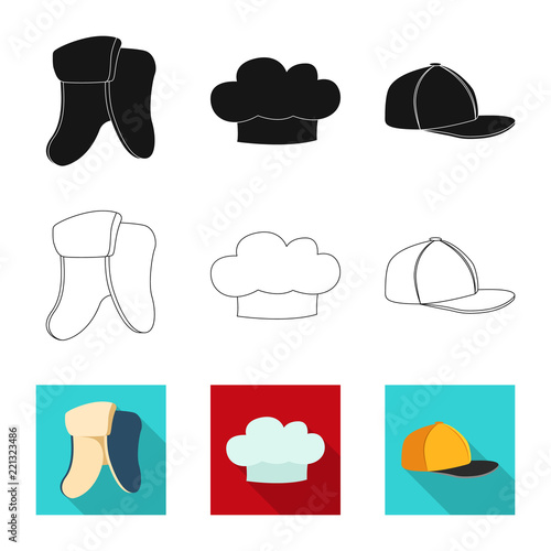 Isolated object of headwear and cap icon. Set of headwear and accessory stock symbol for web.