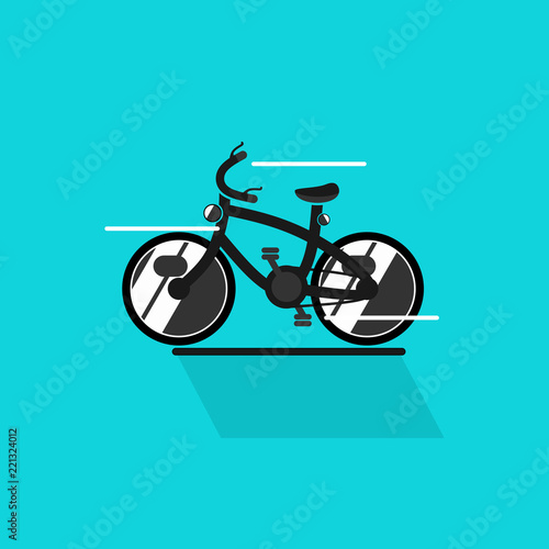 Bike icon. Simplified bicycle on a square background. Flat vector.