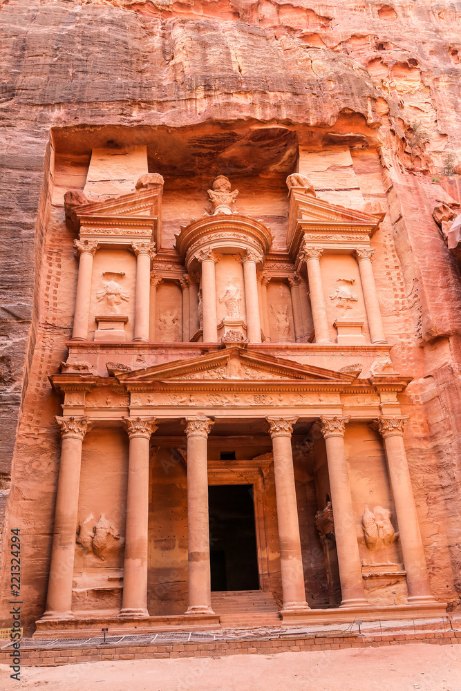 Ancient nabataean temple Al Khazneh (Treasury) located at Rose city - Petra, Jordan
