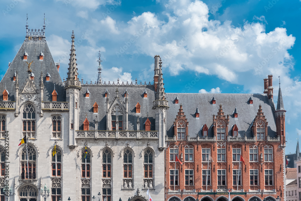 Fototapeta premium Bruges in Belgium, beautiful typical facade in the center 