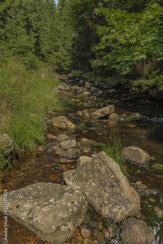 Small creek Slatinny in Krusne hory mountains