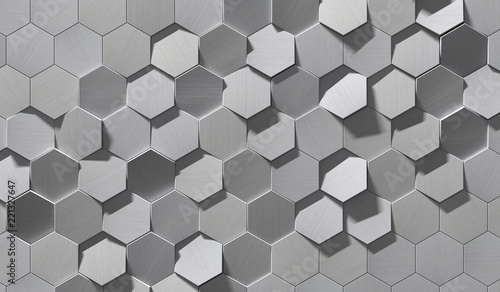 Hexagonal Metal Background (Detail 3D Illustration)