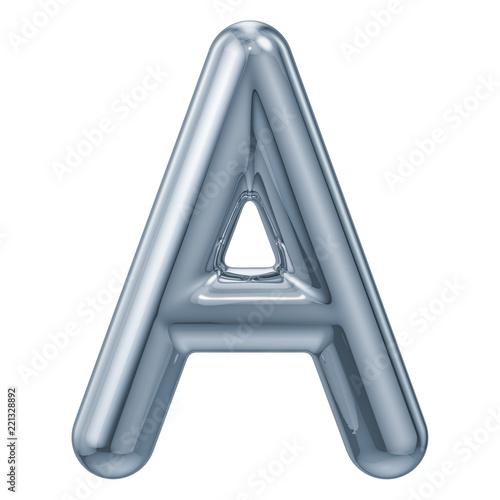 English metallic letter A, 3D rendering