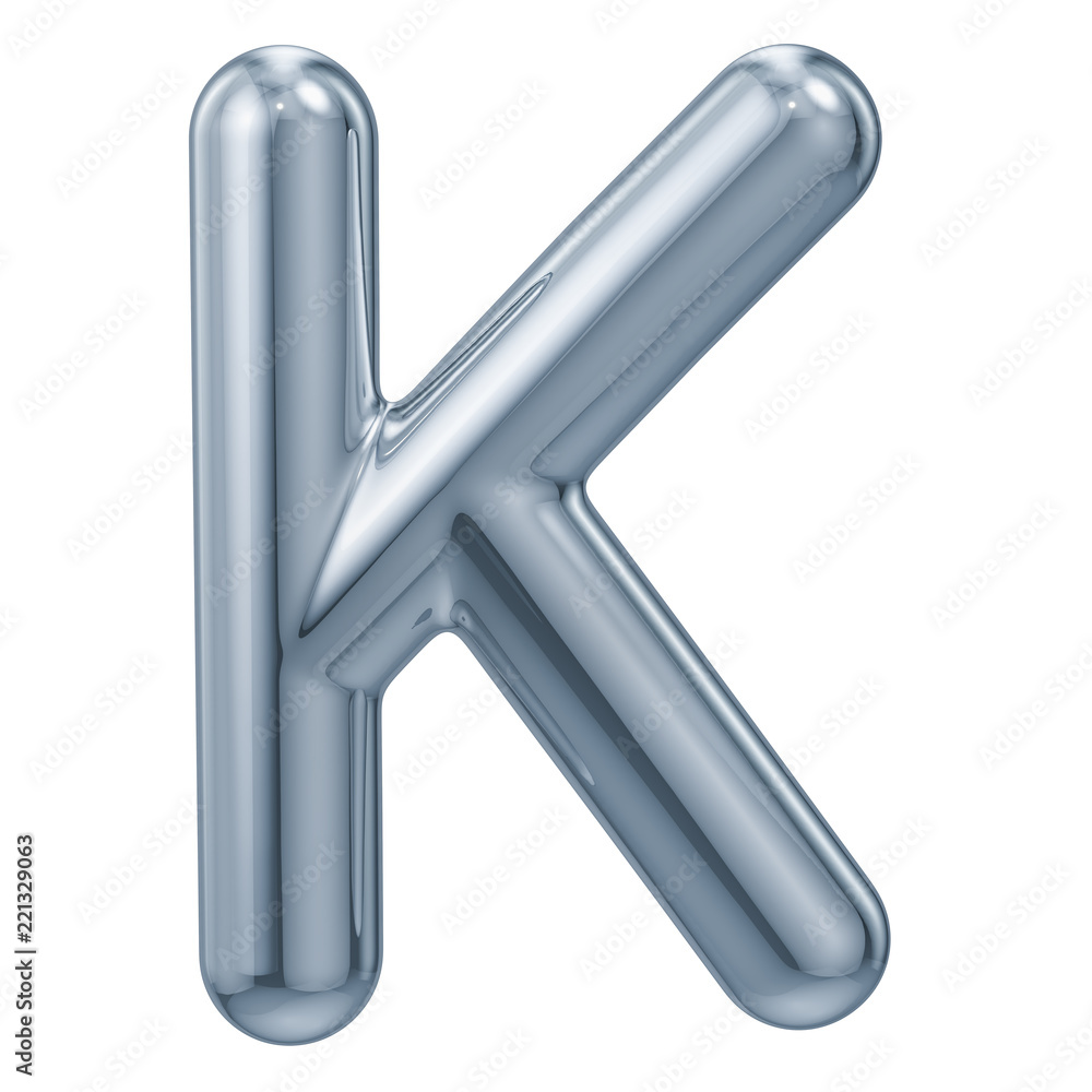 English metallic letter K, 3D rendering English metallic letter K, 3D rendering