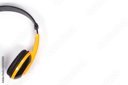 On-ear headphones with yellow on a white background