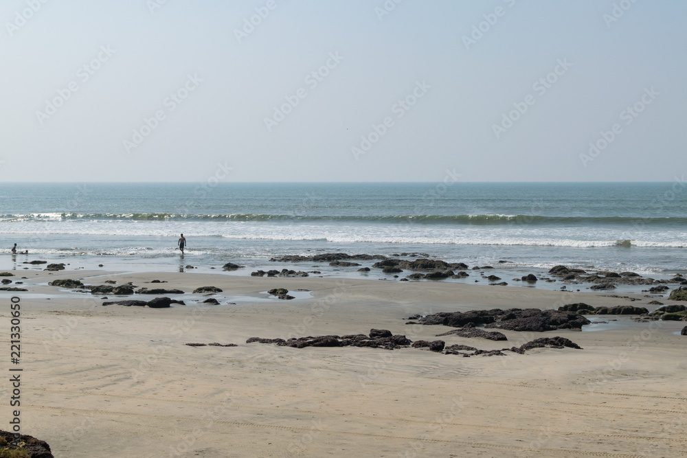 Beautiful beach view at Morjim beach in Goa, India Beautiful beach view at Morjim beach in Goa, India