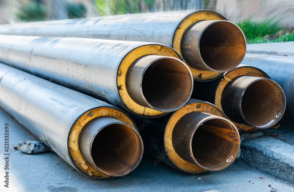 steel pipe covered with rubber on the street steel pipe covered with rubber on the street