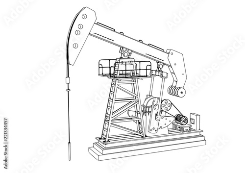 outline oil pumpjack vector