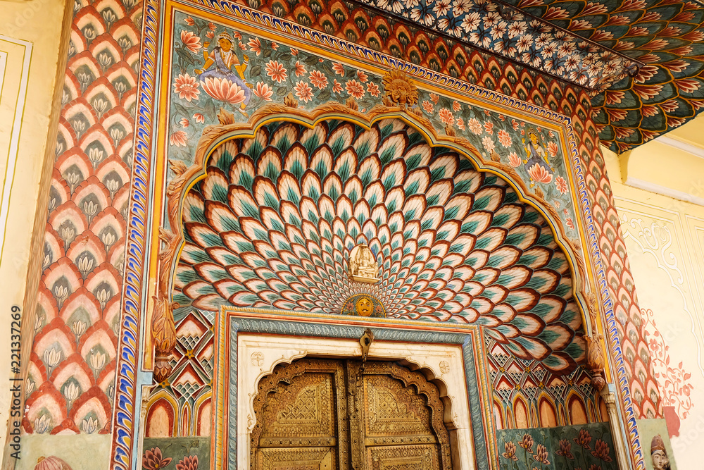 Foto de The Detail of Lotus Gate in the City Palace Jaipur Rajasthan