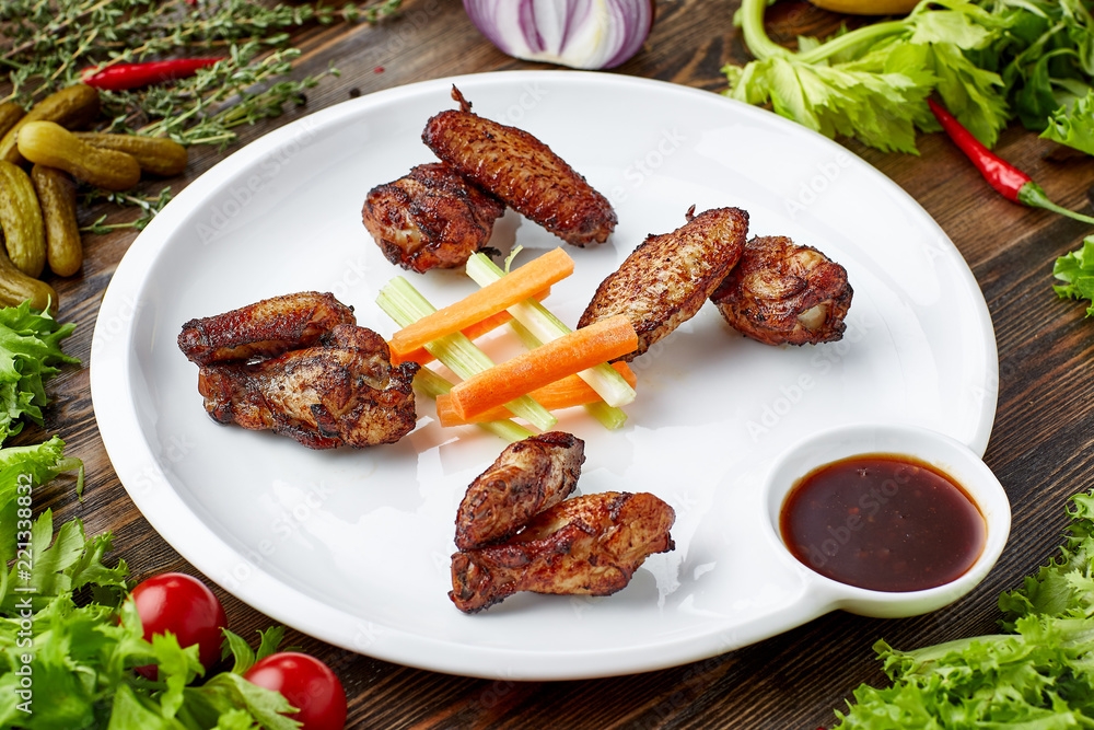 grilled chicken wings and vegetables grilled chicken wings and vegetables