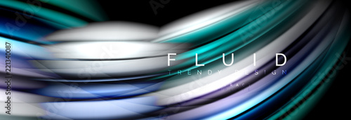 Wave fluid flowing colors motion effect, holographic abstract background. Vector illustration