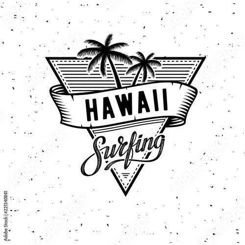 Photography Hawaii Surfing WB Vector illustration on the theme of surf and surfing in Hawaii