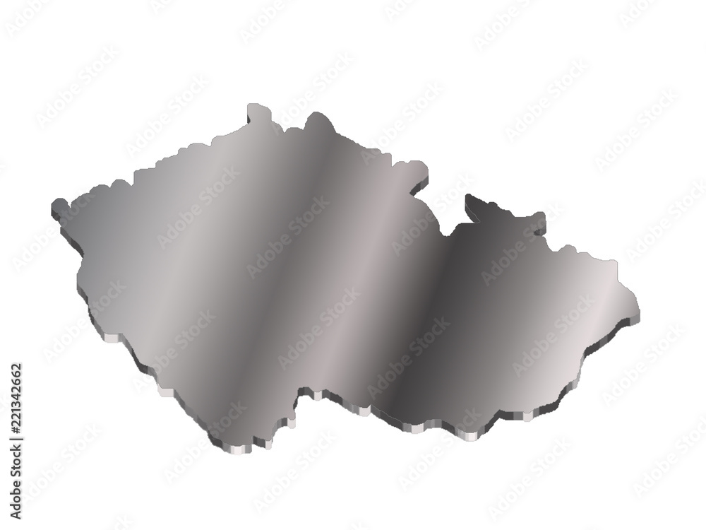 3 d map of Czech Republic with a metal gradient