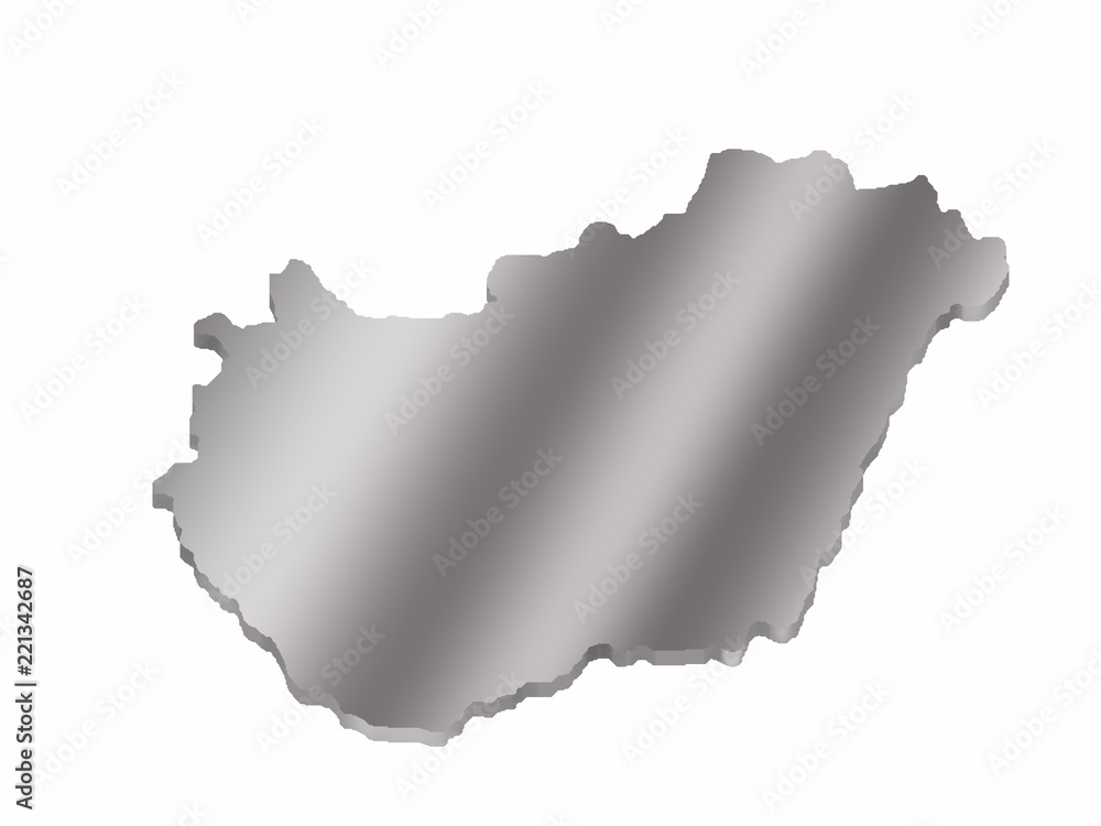 3 d map of Hungary with a metal gradient