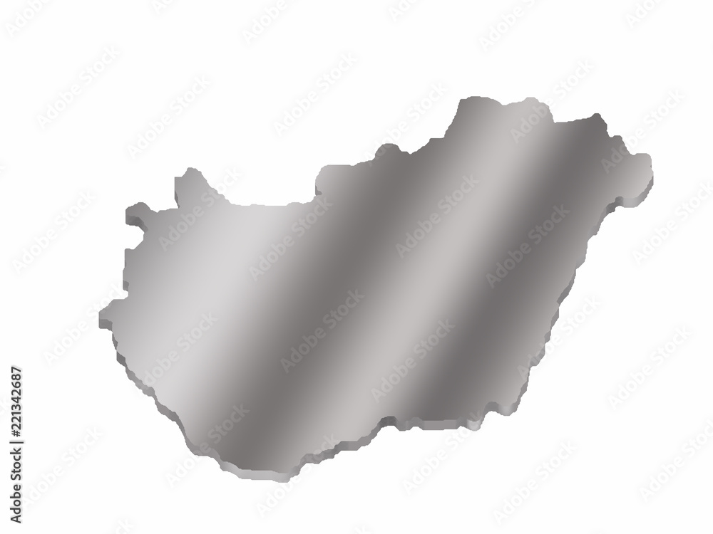 3 d map of Hungary with a metal gradient 3 d map of Hungary with a metal gradient