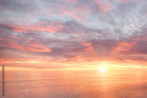 Majestic summer sunset over the Chudskoy lake photo