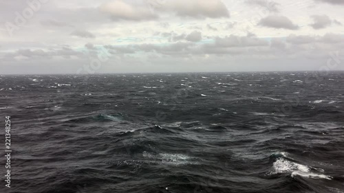 Rough seas on a dark gray stormy day