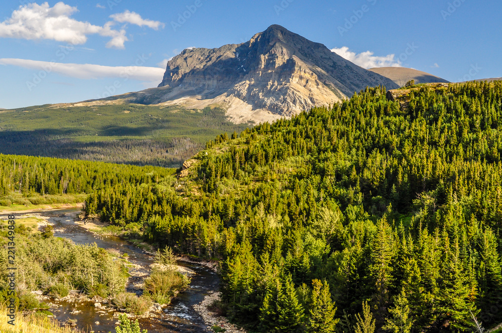 Fototapeta premium A Spiking Mountain Peak in Montana's Glacier National Park