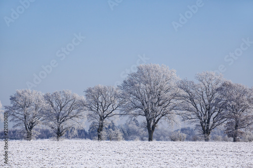 Wonderful rural country landscape on a cold winter day in nothern Germany