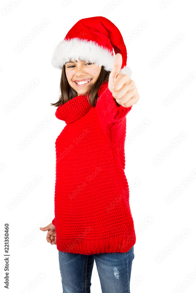 Happy little Santa showing thumb up