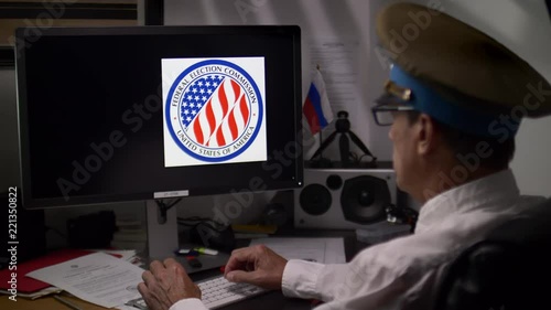 MILITARY OFFICER HACKING INTO GOVERNMENT COMPUTER, IN 4K.  Model and property release.