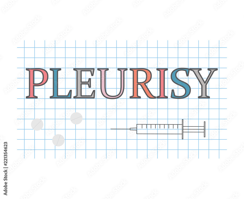 Pleurisy word on checkered paper sheet- vector illustration