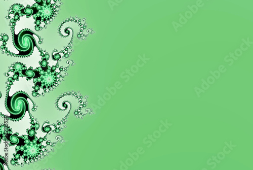ecology card in green with copyspace, decored by fractals ornament
