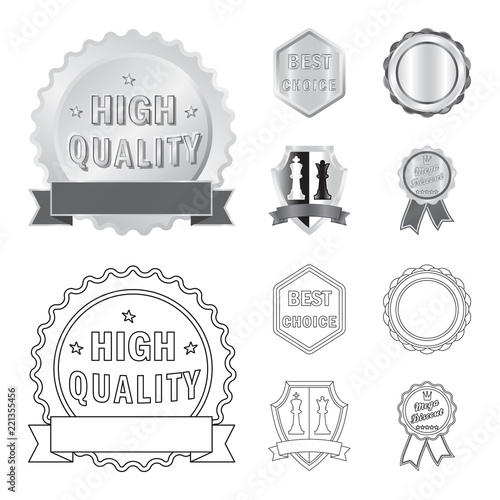 Isolated object of emblem and badge symbol. Set of emblem and sticker stock vector illustration.