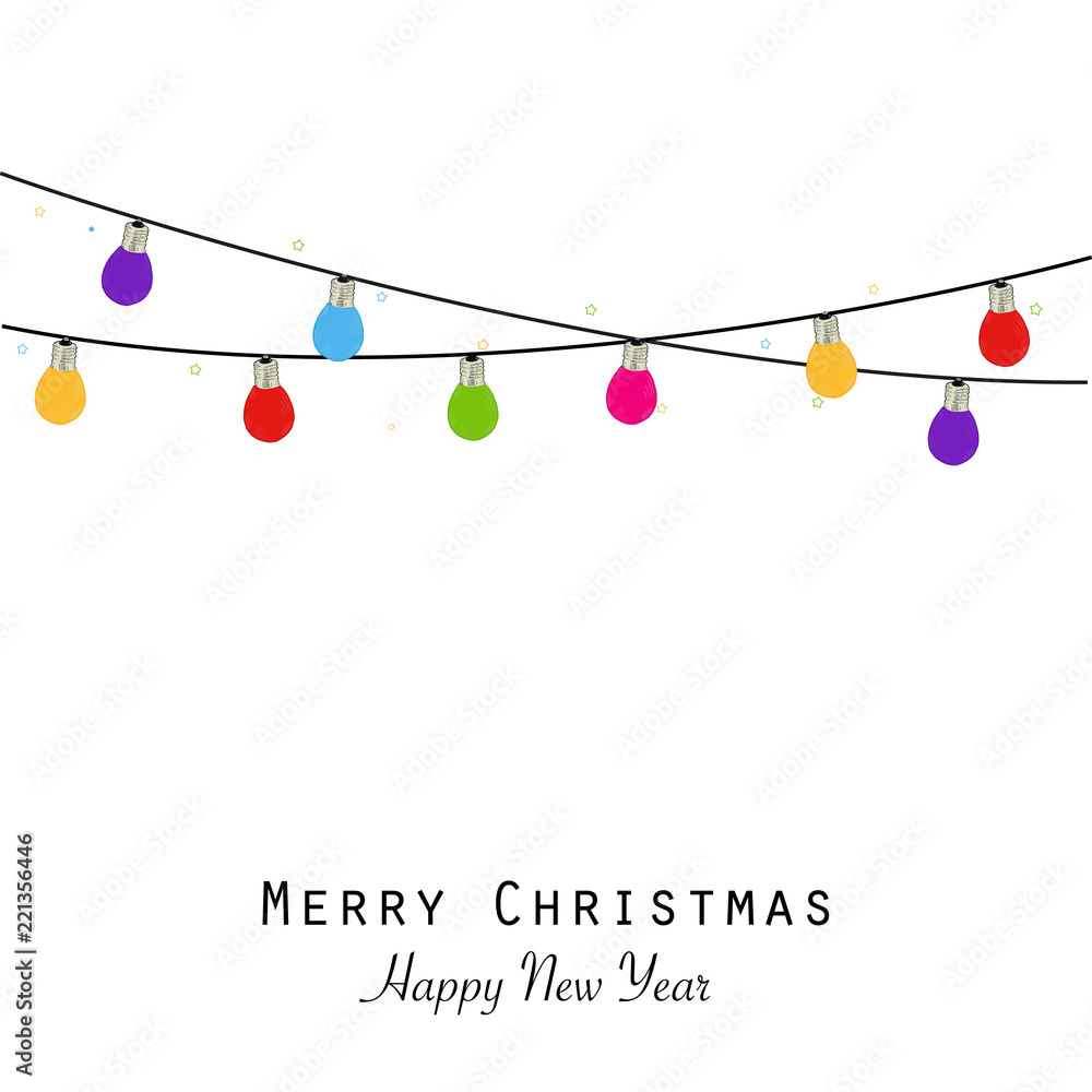 Colorful light bulb. Christmas and Happy new year greeting card Colorful light bulb. Christmas and Happy new year greeting card
