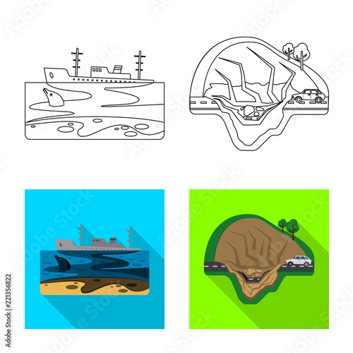 Vector illustration of natural and disaster logo. Set of natural and risk stock vector illustration.