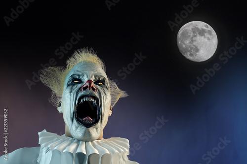 Slika na platnu 3D Illustration of scary clown Halloween background