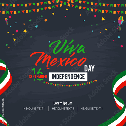 Viva Mexico Happy Independence Day Vector Background
