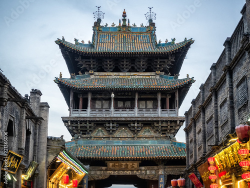Pingyao Ancient City  Unesco heritage site  China - May 23  2018  Chinese decoration  architecture and ornaments  sunset photography