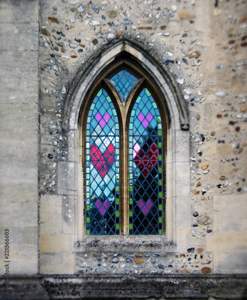 Love for all - heart formed windows in gothic church in England.