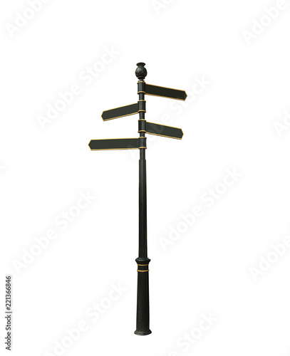 Isolated blank signpost on white background.