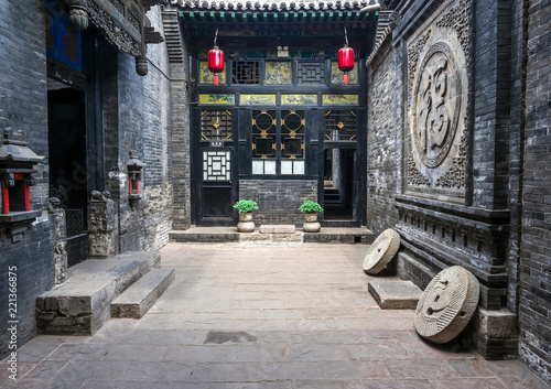 Pingyao Ancient City, Shanxi Province, China: May 24, 2018: architecture and ornaments, Shanxi, China