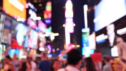Wallpaper Mural Times Square At Night out of focus people Manhattan, New York City Torontodigital.ca