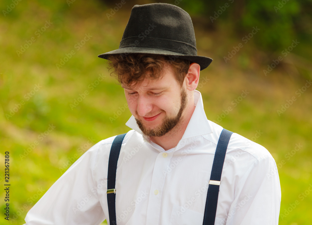 young man retro style portrait outdoor