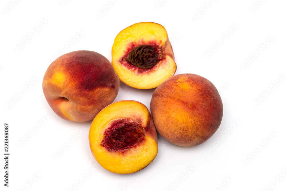 Peach fruit single isolated on white background Peach fruit single isolated on white background